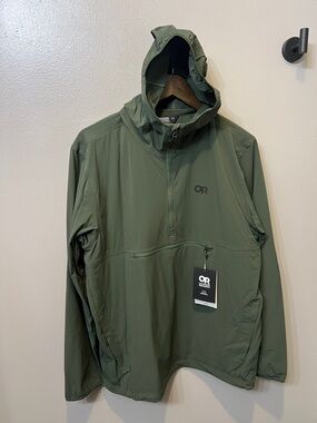NWT Outdoor Research Ferrosi Anorak 1/2 Zip in Large Verde (forest green) UNISEX